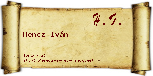 Hencz Iván névjegykártya